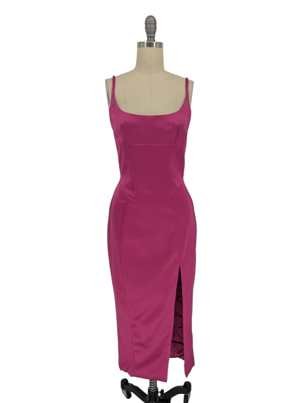 00634 NEW House of CB Casimira Satin Sheath Dress Pink size Small cocktail party